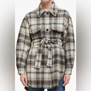Maje gavinima plaid wool blend shirt jacket